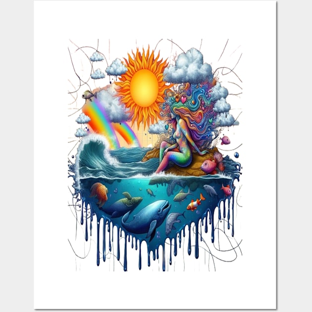 Mermaid Surreal Subconscious Sun-Kissed Morning Wall Art by coollooks